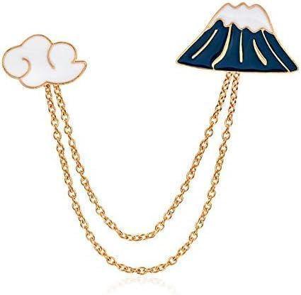 1 broche japonaise en émail Mont Fuji et nuages à gland avec bijoux de voyage japonais, cadeaux pour amis, utile et pratique, pour femmes, Métal