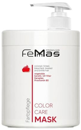FemMas Color Care Intensiv-Haarmaske I Farbschutz Haarkur blondiertes, getöntes & gefärbtes Haar I Pflegende Haarmaske für langanhaltend Farbglanz I Schutzfilm-Formel mit Keratin & Arginin I 1000 ml