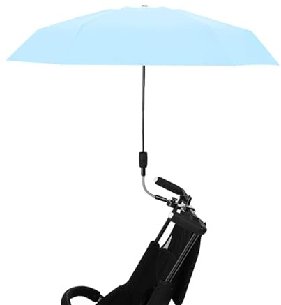 BEIJIALY Parapluie de Chaise avec Pince Réglable, Parasol pour Poussette, Parasol Anti-UV pour Poussette, Protection UV à Clip sur Parapluie pour Poussettes, Chaise de Plage(Bleu)