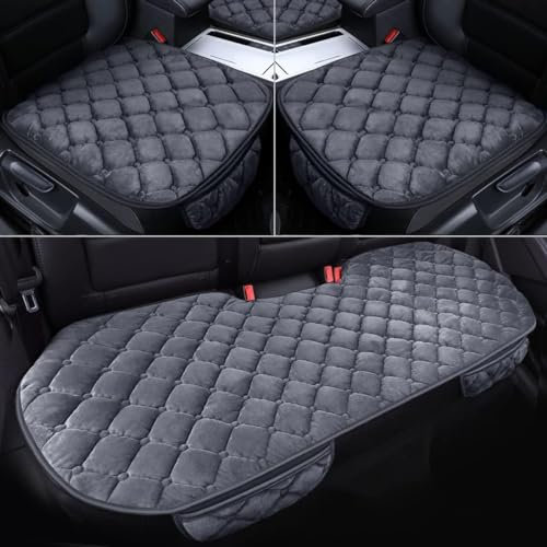 ZXjbgjsm 3 Stück Sitzkissen für VW Tiguan X 2021-2024, Vorne Rück sitzbezüge Auto Sitzauflagen, Weich Plüsch Autositzschoner - Anti Rutsch,C-Grey