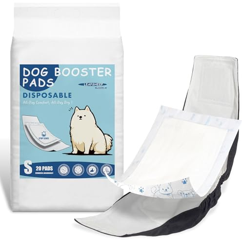 LeapSheep Dog Nappie Liners Super Absorbent Disposable Dog Diaper Pads for Male & Female Dogs, Cloud-Like Softness, Secure Adhesion to All Nappies, Comfortable for Dog Pants Incontinence (S, 20)