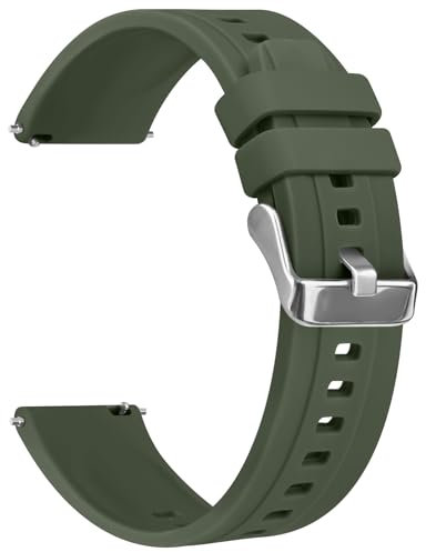 Vancle Bracelet de montre de rechange en silicone, 22 mm, pour homme et femme, avec bracelets de rechange de 22 mm à libération rapide, Vert foncé