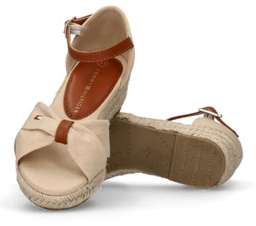 Tommy Hilfiger, Sandalen mit Keilabsatz aus Bast, Karin, Sand, 38