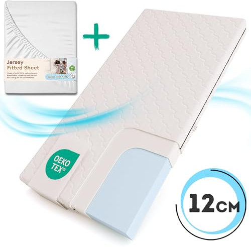 smartwood Kindermatratze 80x190 12cm Matratze mit Bettlaken - H2 Schaumstoffmatratze Oeko-TEX-Zertifiziert - Wendbar - mit Waschbarem Antiallergischem Bezug – SmartComfort | Made in EU