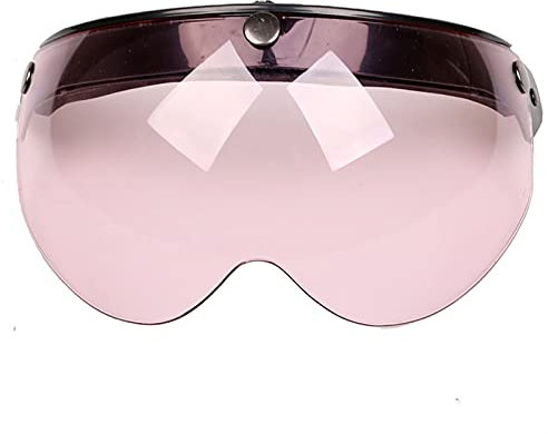 Motocross Brille,Motorcross Brille Universal 3-Snap-Motorrad-Helm-Visier-Objektiv-Flip-U-Shield-Objektiv für Torc-BEON 3-Tasten Helm Helm Halbgesicht Visierglas(Pink Lens)
