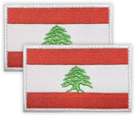 2 Stück Libanon Patch, 5 × 8 CM gestickte Applique libanesische Patches mit Haken zurück Tag für Tuch Tasche Hosen Rucksack Cap Baseballkappe Patch Lebanon