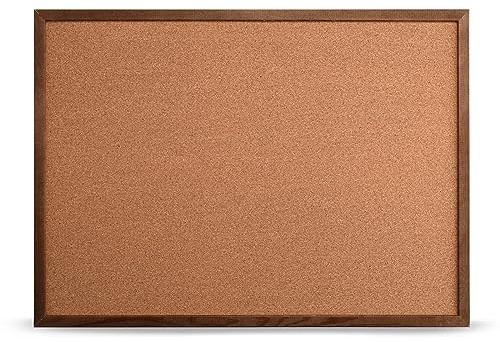 MG Design Pinnwand in Braun Holzrahmen 50 x 70 cm – Korktafel für Notizen, Fotos und Pläne für Zuhause, Büro und Schule