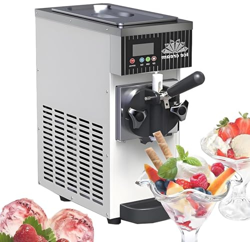 Máquina De Helados Profesional Soft Serve - 450/750W, Capacidad 2.5L/3.5L, Preenfriamiento, Limpieza Automática, Pantalla Táctil LCD, Heladera Comercial Para Heladerías Y Cafeterías(White,450W)