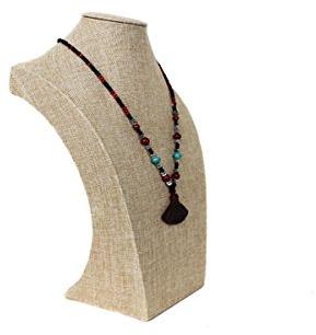 Yudu elegante Schmuckbüste Dekobüste edles Design Jute Look (H25)