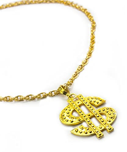 Oblique Unique® Kette Dollar Zeichen Rapper Goldene Millionär Gangster Kette - Satter Goldlook - Perfekt zum Protzen