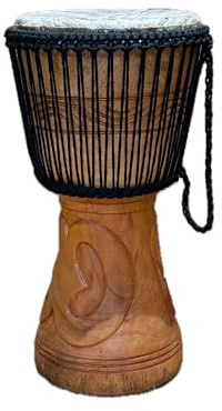 AMI 27,9 cm authentische professionelle Djembe-Trommel mit schönen Handschnitzereien – kommt mit 2 kostenlosen Instrumenten im Wert von £25