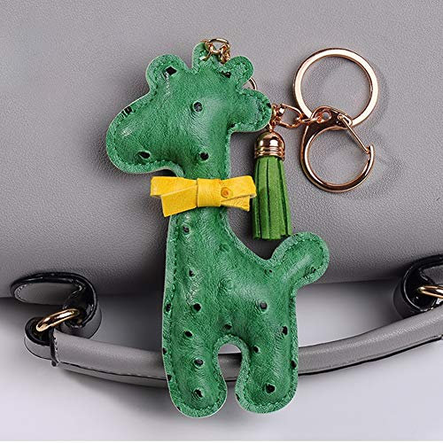 MMD Pendentif Dessin animé Porte-clé Girafe créative chaîne Mignonne (Couleur : Green)