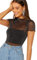 DIDK Damen Tops Mesh Oberteile T-Shirt Kurzarm Netzstoff Top Festivals Outfits Oberteil Casualshirt Schwarz M