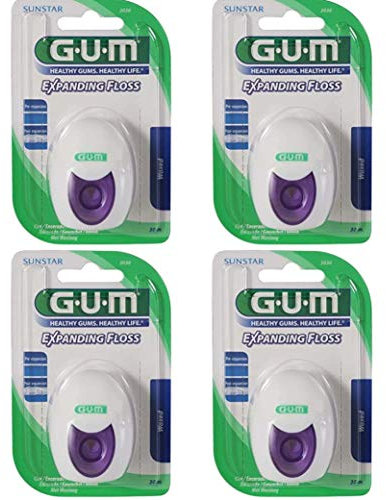 GUM Expanding Floss Fil dentaire légèrement ciré, 4 x 30 m (120 mètres), fil dentaire en peluche de Sunstar