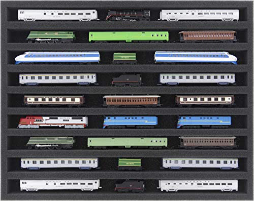 Feldherr FS030A002 Schaumstoffeinlage Spur Z - liegend - 9 Stege für Modelleisenbahn Loks, Wagons und Fahrzeuge