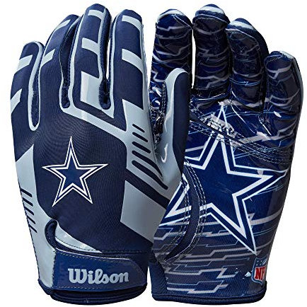 Wilson AD NFL Stretch FIT Gloves, Bleu/Blanc