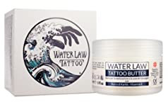 Burro Tattoo Water Law 150 ml, Crema Post Tatuaggio con Burro di Karité Puro, Olio di Mandorle Dolci, Vitamina E, Cera d'Api e Burro di Cacao, Crema per Tatuaggi, Ideale per Pelle Secca, Vegan