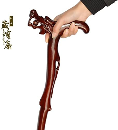 Natürliche hölzerne Mitarbeiter Wanderungsstock Trekking Pole Offset Cane, Holz Verzierter Griff Gehende Stick for Männer und Frauen. Hölzerne dekorative Stöcke und Cane for Senioren Geschenk (Farbe: