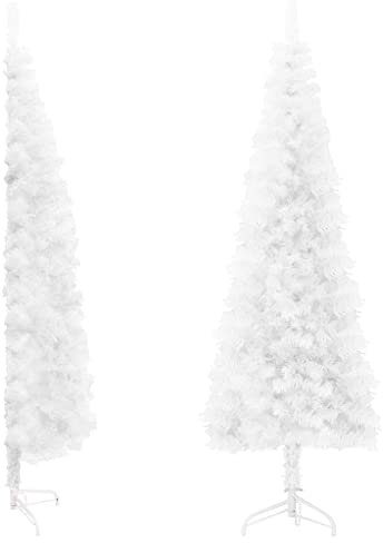 vidaXL Albero Natale Artificiale Sottile a metà Supporto Bianco 240 cm