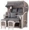bene living Strandkorb-Set Ammersee 2-Sitzer Mahagoni Washed Grey - PE Koboo Grey - Modell 500 - Liftersystem