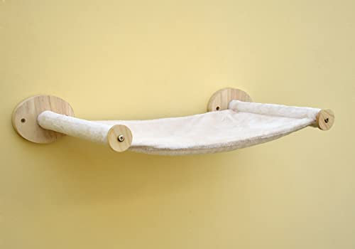 MIAOGE® Kletterwand Katzen,60x35 cm Katzen Hängematte,Katzenhängematte zur Wandmontage,Kängematten Katzen Wand (beige)