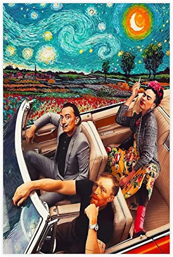 Frida Kahlo Print On Canvas Wall Art Poster Van Gogh Canvas Print Painting Home Decor SalvadorDalí Picture Funny Artwork For Living Room Bedroom Wall Decor Frameless,40 x 50 cm