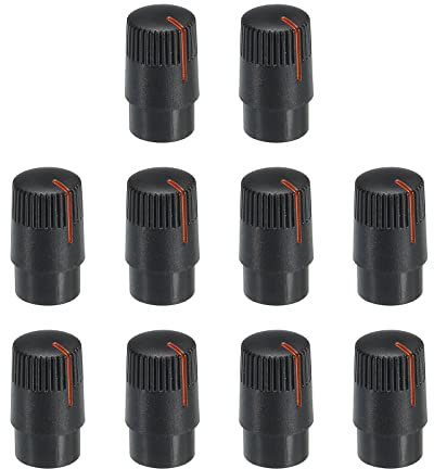 sourcing map Potentiometer Control Knob ABS Guitar Knob for 6mm D Type Shaft Electric Guitar Power Amplifiers Stereos,Bass Volume Tone 180 Degrees Rotary Knob Black Orange 10PCS