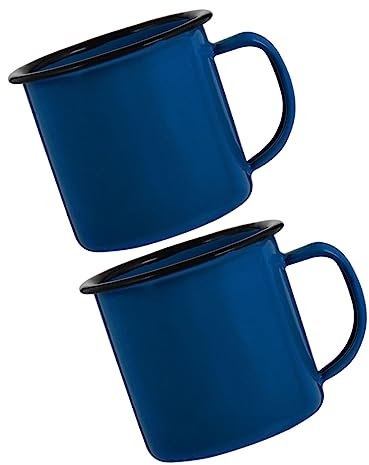 RORPOIR 2Pcs Practical Retro Enamel Mug Vintage Style Drinking Cups for Coffee Tea Milk Water for Home Office Travel and Stylish Design