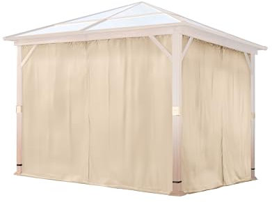 TOOLPORT 4 Seitenteile für Gartenpavillon Forest Deluxe 3x3 m - Polyester ca. 180 g/m² - mit Reißverschluss - Champagner