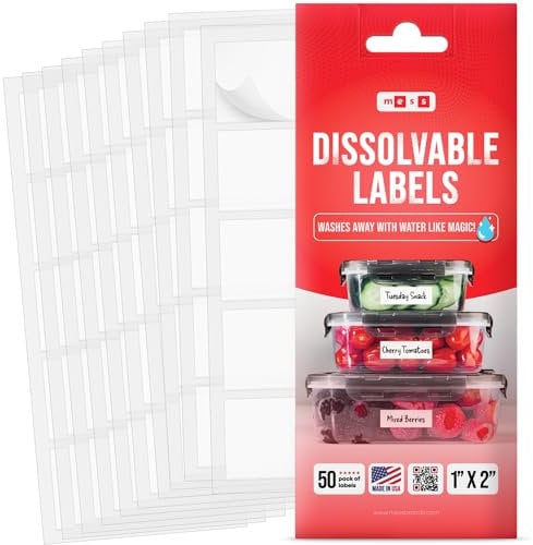 Etiketten für lösliche Lebensmittel, 2,5 x 5,1 cm, 50 Stück pro Rolle, blanko, Gefrierglas-Aufkleber