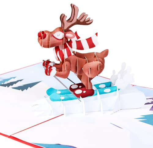 BHGT Weihnachtskarten 3D Pop Up Karte Weihnachten Weihnachtskarten Lustig 3D Weihnachtskarten Kinder Weihnachtskarten mit Umschlag Weihnachten Geldgeschenk Weihnachtsgrußkarte Christmas Cards Rentier