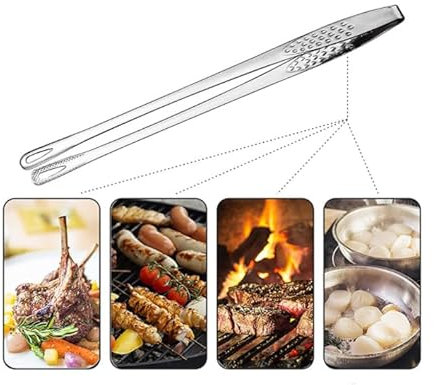 Pinzas de Cocina para Parrilla Metalicas Grandes, Pinzas de Cocina de Acero Inoxidable para Cocinar (11 Pulgadas Plateadas)