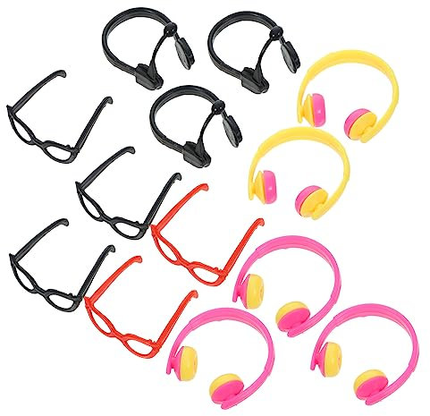 BRIGHTFUFU 1juego Mini Gafas y Auriculares Decorativos para Muñecas Accesorios De Juguete para Manualidades y Bricolaje para Vestir y Personalizar Muñecas