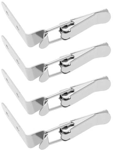 eMagTech 4 bulloni di sicurezza ad angolo retto a 90 gradi, per cassetta degli attrezzi, scatola di legno, recinzione, colore argento (senza bullone di bloccaggio)