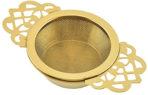 Filter Tea Mesh Fine Mesh Tea Strainers with Bowl Stainless Steel Loose Tea Infusers Strainers with Double Winged Handles for Loose Tea Juice Coffee Filter (1, Golden)
