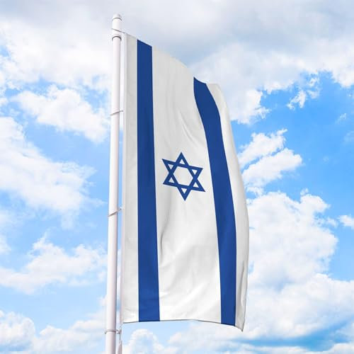Israel Flagge 150 x 500 cm - für Fahnenmast, Israelfahne aus reißfestem Fahnen-Polyester-Stoff, Hissfahne Hochformat wetterfest und UV-beständig