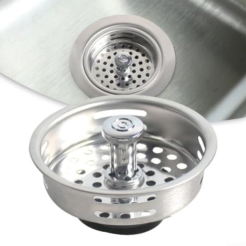 ZYWUOY Tapones para fregadero de cocina de 85 mm, de acero inoxidable, tapón de drenaje con filtro de drenaje para fregadero, tapones de cocina y baño