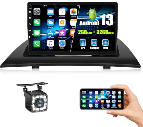 SIXWIN 2+32G Android 13 Autoradio per BMW X3 E83 (2004-2012), 9 Pollici Touch Screen con Bluetooth/GPS/FM/RDS/WiFi/USB Link Specchio/Telecomando al Volante+Canbus