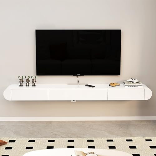 Wall Mounted Media Console Table with 3 Drawers for 32-75 Inch TVs - Modern Floating TV Stand for Bedroom, Living Room, Hallway