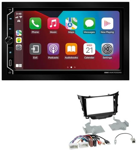 ESX VMX700DAB 2-DIN Autoradio kompatibel mit Wireless Apple CarPlay Android Auto Bluetooth DAB+ passend für Hyundai i30 ab 2012 Klavierlack schwarz