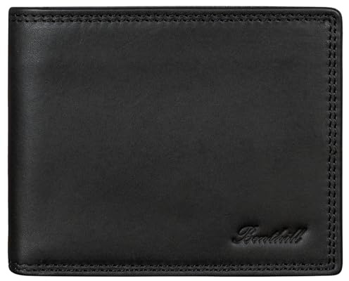 Benthill Geldbörse Herren Echt-Leder - Geldbeutel mit RFID-Schutz - Slim Portemonnaie für Männer - Echtem Vintage Leder, Farbe:Schwarz