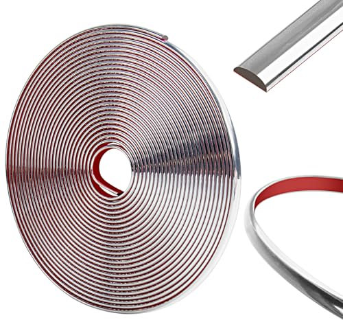 10 Mètres-8mm Moulure Adhesive, Moulure Plafond, DIY Moulure Murale pour Garniture de Véhicule, Bandes de Pare-Chocs, Dosseret, Bordures de Carreaux et Décorations D'angle(Argent)