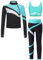 inhzoy Mädchen Eiskunstlauf Anzug Sport Kleidung Set Langarm Jacke Leggings Und Cropped Tank Top 3er Kinder Eislaufen Tanzanzug Blaugrün 134-140