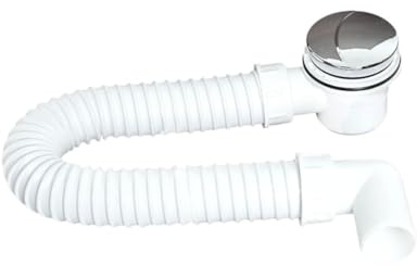 TEHNOEXPORT Flexibler Duschwannen Siphon + 32/40/50mm Wandadapter I Abflussrohr I Geruchverschluss für Duschwannen I Ablaufgarnitur I 100% Wasserdicht (Flexibler Siphon für Duschwannen 60 LUX) S11453