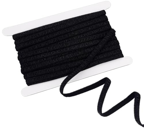 MAYJOYDIY 10 m Schwarzer BH Träger Dekorative 10mm Plüsch BH Einfassung Elastisches Band Nylon BH Elastikband Schulterbesatz Für BH Träger Dessous Herstellung Basteln Nähen