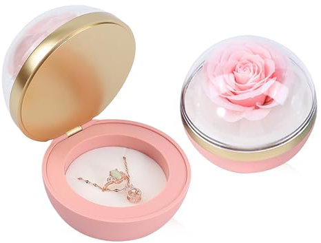 iSuperb LED Ringe Box Schmuckschatulle Ohrringe Ring Geschenkbox Verlobung Ehering Boxen Schmuck Display Verpackung Organizer Ringbox mit Lichtern Jewelry Gift Box for Ring (Gepudert)