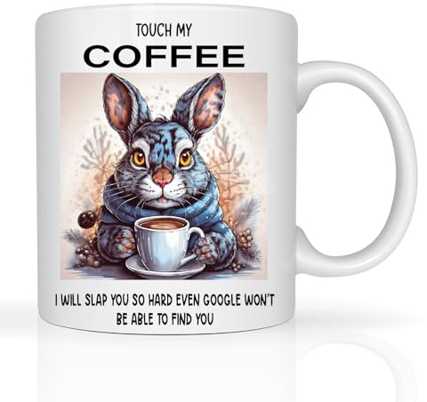 Funny Mug Christmas Secret Santa Gifts for Men Women, Colleagues 11oz Ceramic Coffee Cup Christmas Novelty Gifts for Him Office Gag Present (Rabbit)