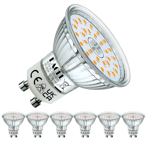 EACLL GU10 LED Warmweiss 7W Ersetzt 100W Halogen Leuchtmittel, 6er-Pack. 900 Lumen 3000K Birnen, AC 230V Flimmerfrei Strahler, Abstrahlwinkel 120° Spot, Nicht Dimmbar Reflektorlampen
