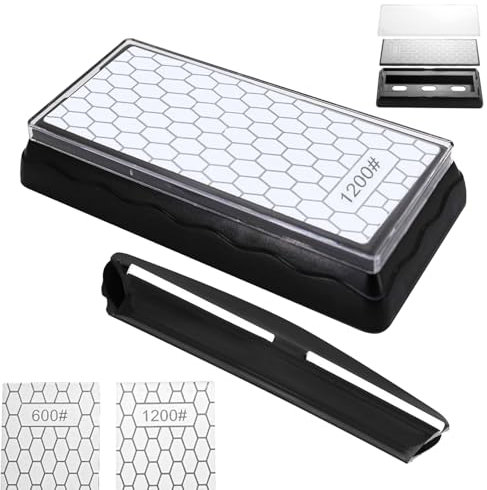 Diamond Sharpening Stones, Chisel Sharpening Kit with Angle Guide, with Box Base, Quality Diamond Sharpening Stone Set Kit with 600/1200 Grit, Fine/Coarse Plate, for Kitchen and Outdoor Use