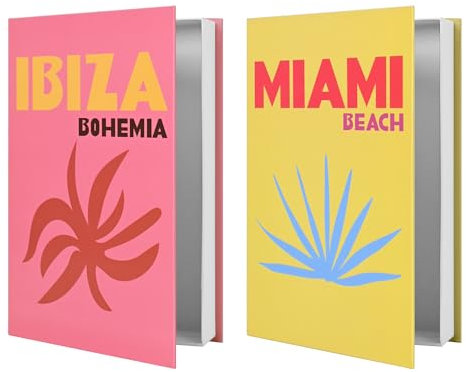 Gwezmxs Deko Buch Box Aufbewahrung, Fake Bücher, Buchattrappe Aufbewahrungsbox (Gelb & Rosa, 2er-Set)